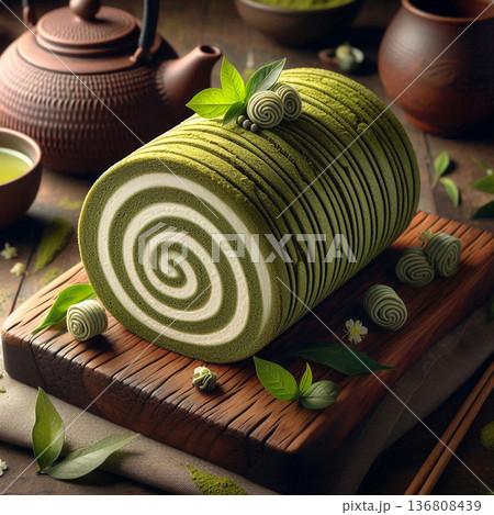 木の温もりと抹茶ロール 136808439