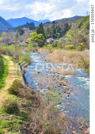 赤谷川 桜の咲く頃 新治中央運動公園付近の風景 赤谷川 桜の咲く頃 新治中央運動公園付近の風景 136808607