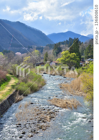 赤谷川 桜の咲く頃 新治中央運動公園付近の風景 赤谷川 桜の咲く頃 新治中央運動公園付近の風景 136808610