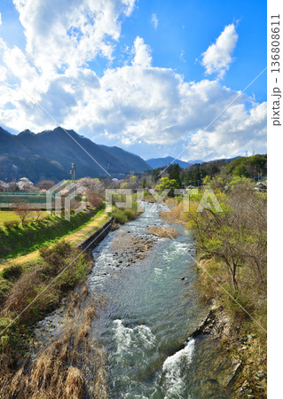 赤谷川 桜の咲く頃 新治中央運動公園付近の風景 赤谷川 桜の咲く頃 新治中央運動公園付近の風景 136808611