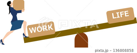 ワークライフバランスのイラスト ワークライフバランスのイラスト 136808858