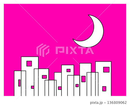 三日月とビル 三日月とビル 136809062