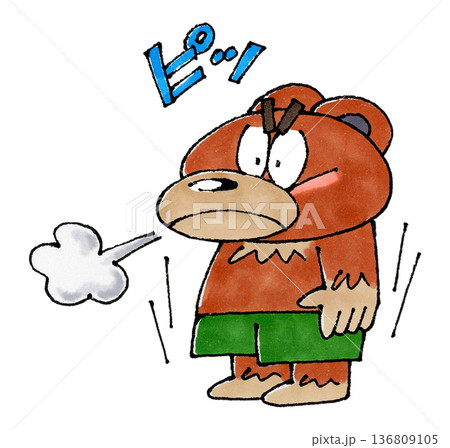 気をつけする熊のキャラクター 136809105