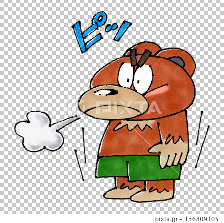 気をつけする熊のキャラクター 136809105