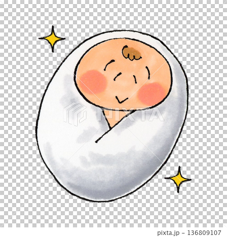 裹在襁褓裡的嬰兒正在睡覺 136809107