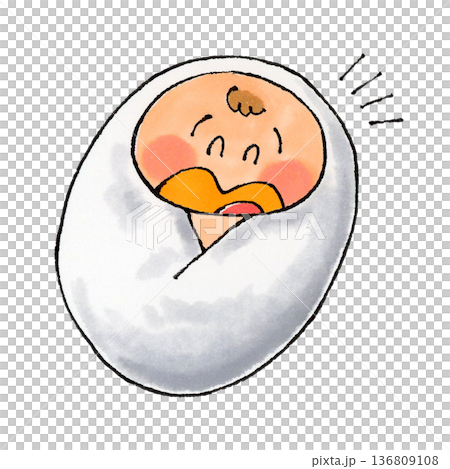おくるみに包まれる赤ちゃん 笑顔 おくるみに包まれる赤ちゃん 笑顔 136809108
