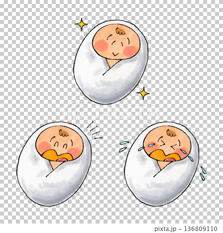 おくるみに包まれる赤ちゃんセット 136809110