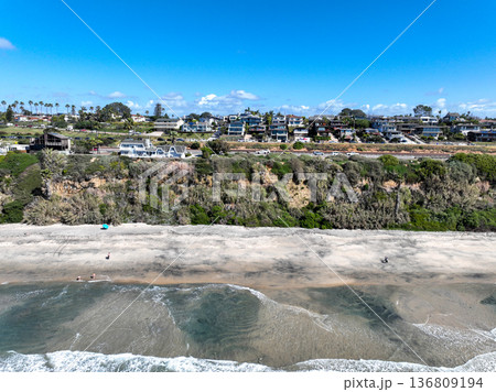 Aerial drone photo of Cardiff, West Coast of California, Encinitas, United States of America Aerial drone photo of Cardiff, West Coast of California, Encinitas, United States of America 136809194