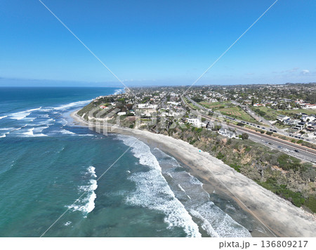 Aerial drone photo of Cardiff, West Coast of California, Encinitas, United States of America 136809217