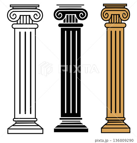 Pillar icon. Law marble sculpture sign. Justice symbol. Classical ancient greek. flat style. 136809290