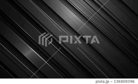 斜めラインが入った黒基調のスタイリッシュな抽象背景素材（モダン・高級感デザイン） 136809396