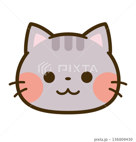 かわいいサバトラ猫の顔アイコン 136809430