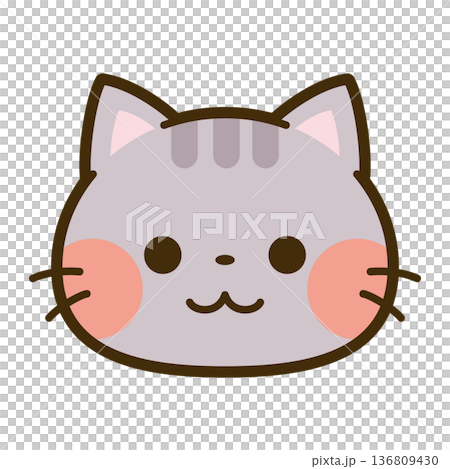 可愛的虎斑貓臉圖標 136809430