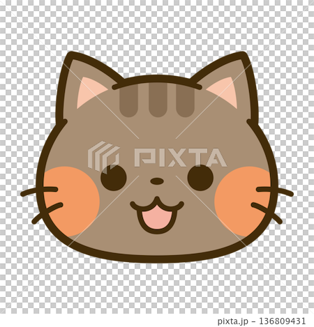 かわいいキジトラ猫の顔アイコン かわいいキジトラ猫の顔アイコン 136809431