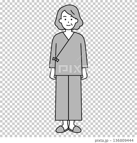 身穿醫院檢查服的老婦人(全身照) 身穿醫院檢查服的老婦人(全身照) 136809444