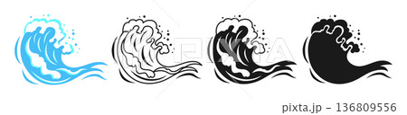 Sea Tsunami Wave Logo Water Splashes Flowing Waves Foam Ocean Shapes Fluid Aquatic Doodle Set Sea Tsunami Wave Logo Water Splashes Flowing Waves Foam Ocean Shapes Fluid Aquatic Doodle Set 136809556