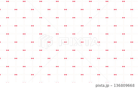 ドットで繋がった赤いりぼん入りのレトロな四角い点線の方眼 ドットで繋がった赤いりぼん入りのレトロな四角い点線の方眼 136809668