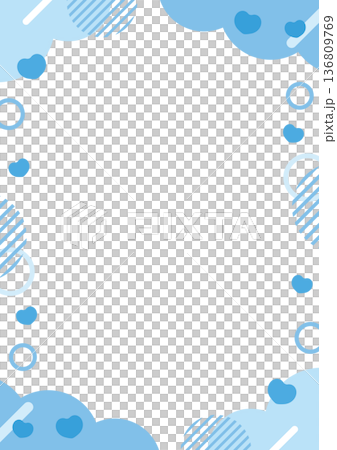 心形彈出式邊框插圖（藍色） 136809769