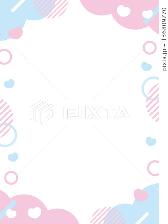 ハートのポップなフレームイラスト（パステルカラー） 136809770