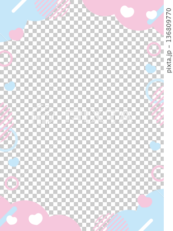 ハートのポップなフレームイラスト（パステルカラー） 136809770