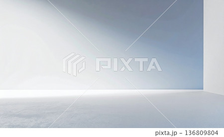 柔らかな光が差し込む白い部屋の抽象背景。静寂、ミニマリズム、モダンなインテリアをイメージした壁紙 柔らかな光が差し込む白い部屋の抽象背景。静寂、ミニマリズム、モダンなインテリアをイメージした壁紙 136809804