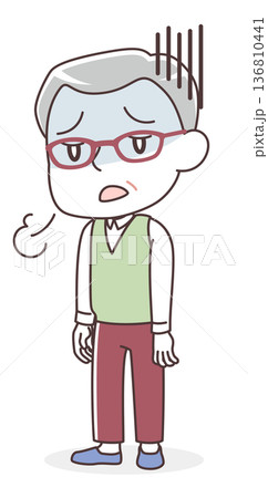 ひどい倦怠感・疲労感のあるシニア男性のイラスト(慢性疲労・体調不良・やる気のなさ) ひどい倦怠感・疲労感のあるシニア男性のイラスト(慢性疲労・体調不良・やる気のなさ) 136810441