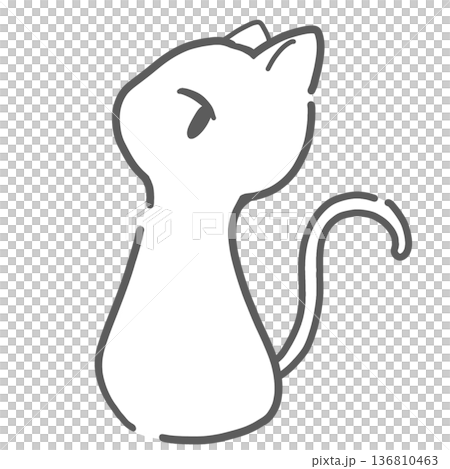 Simple horizontal illustration of a cat (white) 136810463