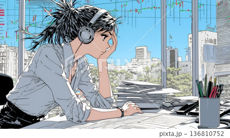 金融市場の急激な変動で頭を抱えている女性