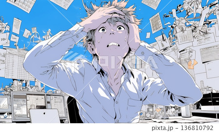 金融市場の急激な変動で頭を抱えている男性