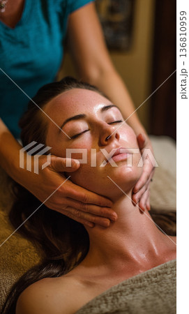 エステでマッサージを受ける女性 136810959