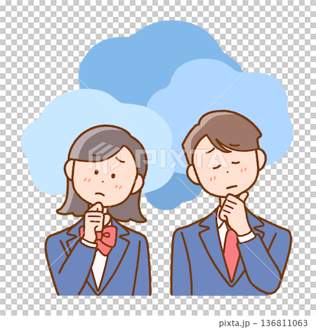 悩みを抱える学生のイラスト｜思春期・心のケア 136811063