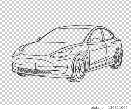 現代轎車線條圖向量圖 現代轎車線條圖向量圖 136811065