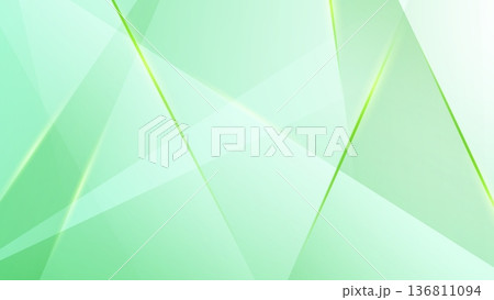 明るい緑のグラデーションと幾何学ラインの抽象背景 136811094