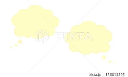吹き出し　雲　もくもく　黄色　シンプル　ベクターpng 136811305
