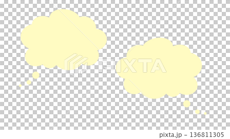 吹き出し　雲　もくもく　黄色　シンプル　ベクターpng 136811305