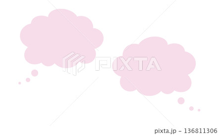 吹き出し　雲　もくもく　ピンク色　シンプル　ベクターpng 136811306