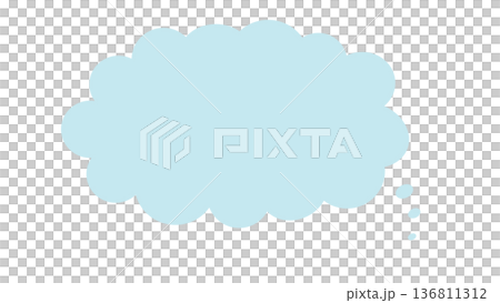吹き出し　雲　もこもこ　水色ブルー　シンプル　ベクターpng 136811312