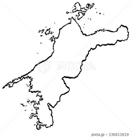 愛媛県地図のイラスト (筆タッチ) シンプル 愛媛県地図のイラスト (筆タッチ) シンプル 136811619