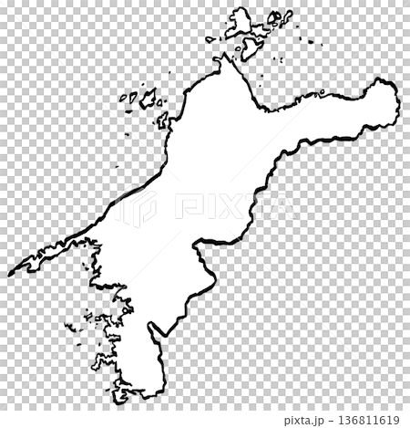 愛媛県地図のイラスト (筆タッチ) シンプル 愛媛県地図のイラスト (筆タッチ) シンプル 136811619