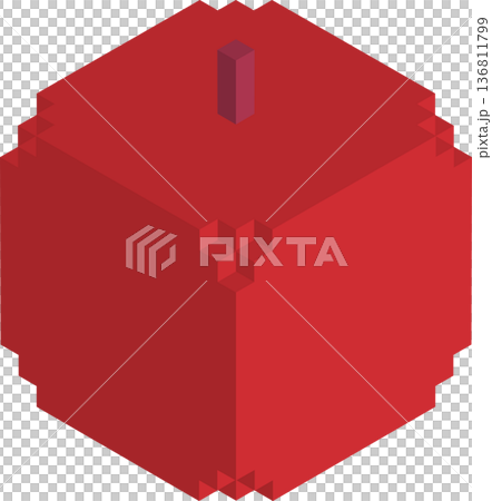 Isometric blocky apple illustration 136811799