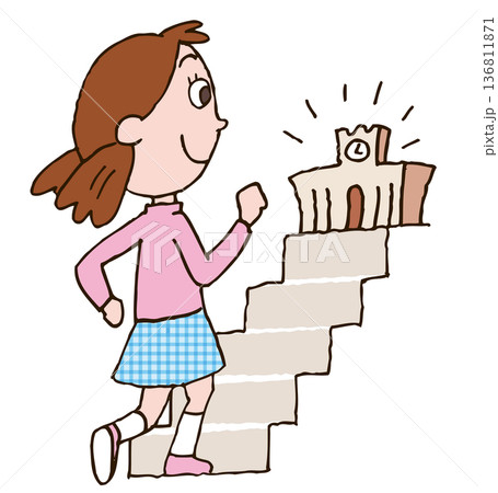 学校に向かう女の子 136811871