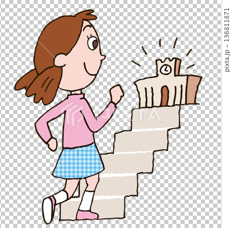 学校に向かう女の子 136811871