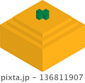 アイソメトリックで描かれたブロック風のオレンジのイラスト 136811907