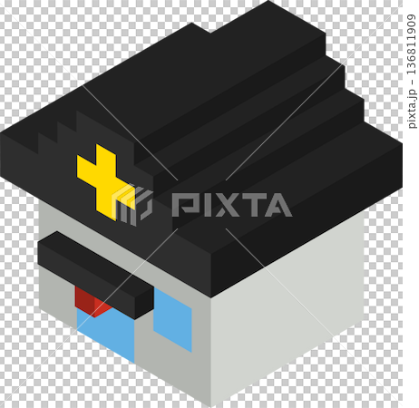 Isometric illustration of a blocky police box Isometric illustration of a blocky police box 136811909