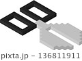 アイソメトリックで描かれたブロック風のはさみのイラスト 136811911