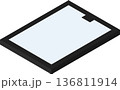 アイソメトリックで描かれたブロック風のタブレットのイラスト 136811914