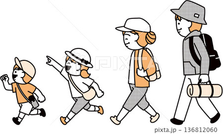 ピクニックに出かける家族 136812060