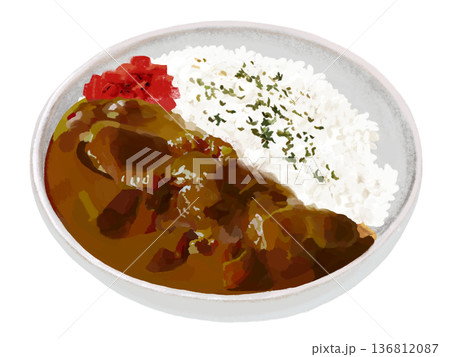 カレーライス(福神漬け、パセリ付き) カレーライス(福神漬け、パセリ付き) 136812087