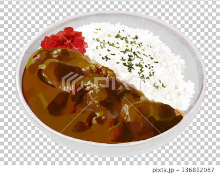 Curry rice (with fukujinzuke pickles and parsley) Curry rice (with fukujinzuke pickles and parsley) 136812087