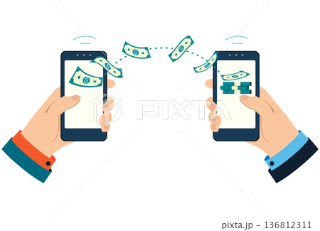 Wireless money transfer between people using smartphones. Wireless money transfer between people using smartphones. 136812311